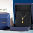thumbnail image 5 of Gem Stone King 14K Yellow Gold Yellow Citrine and Lab Grown Diamond Pendant Necklace for Women | 0.78 Cttw | Gemstone November Birthstone | Oval 7X5MM | With 18 inch Chain, 5 of 6