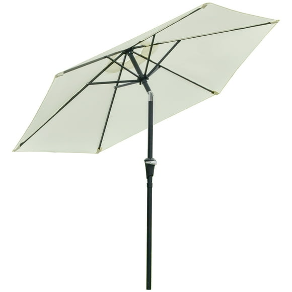 Outsunny Patio Sun Umbrella, Outdoor Parasol with 6 Ribs, Cream White