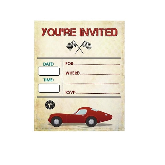 Vintage Car Invitations 12 pcs for Birthday Party Rustic, Guests at Wedding, Engagement, Anniversary, Baby Shower, Bridal, Weddings Invite Cards, Car Shows Events