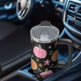 thumbnail image 4 of 40oz Thanksgiving Tumbler Set - Pumpkin Design Cup + Cleaning Brush | Insulated Stainless w/Handle Straw | Women Gift, 4 of 5
