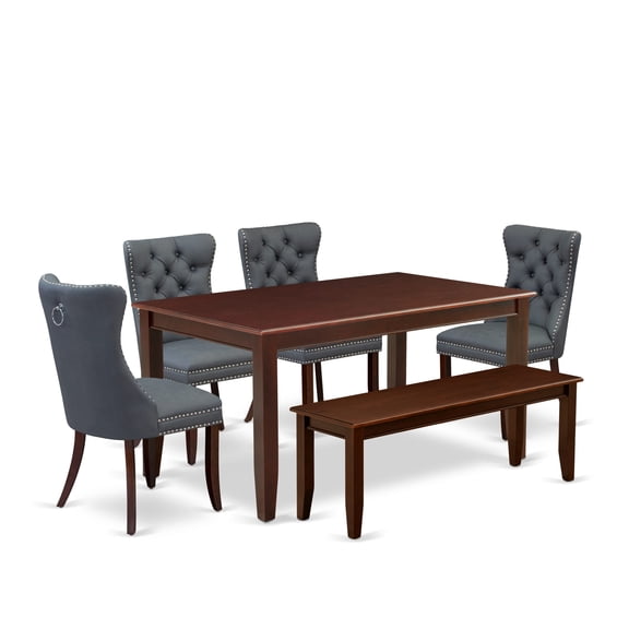 East West Furniture 6 Piece Dining Table Set Consists of a Rectangle Kitchen Table