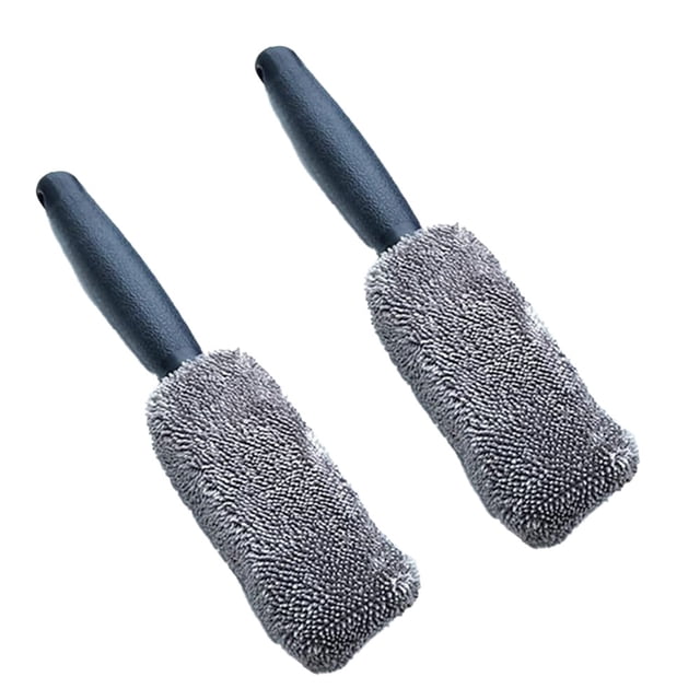 Brosse de Lavage de Roue de Voiture Portable en Microfibre Gris