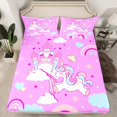 thumbnail image 2 of Erosebridal Cartoon Unicorn Bed Sheets King,Rainbow Castle King Sheet Sets,Dreamy Princess Sheet Set King,Breathable Animal Room Decorative,4pcs, 2 of 7