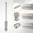 thumbnail image 5 of Uxcell 4pcs #0 Phillips Screwdriver Bit PH0 1/4" Hex Shank 3" (75mm) Long 0.1" Rod Magnetic Cross Head Drill Bits S2 Steel Industrial Screw Driver Bit, 5 of 7
