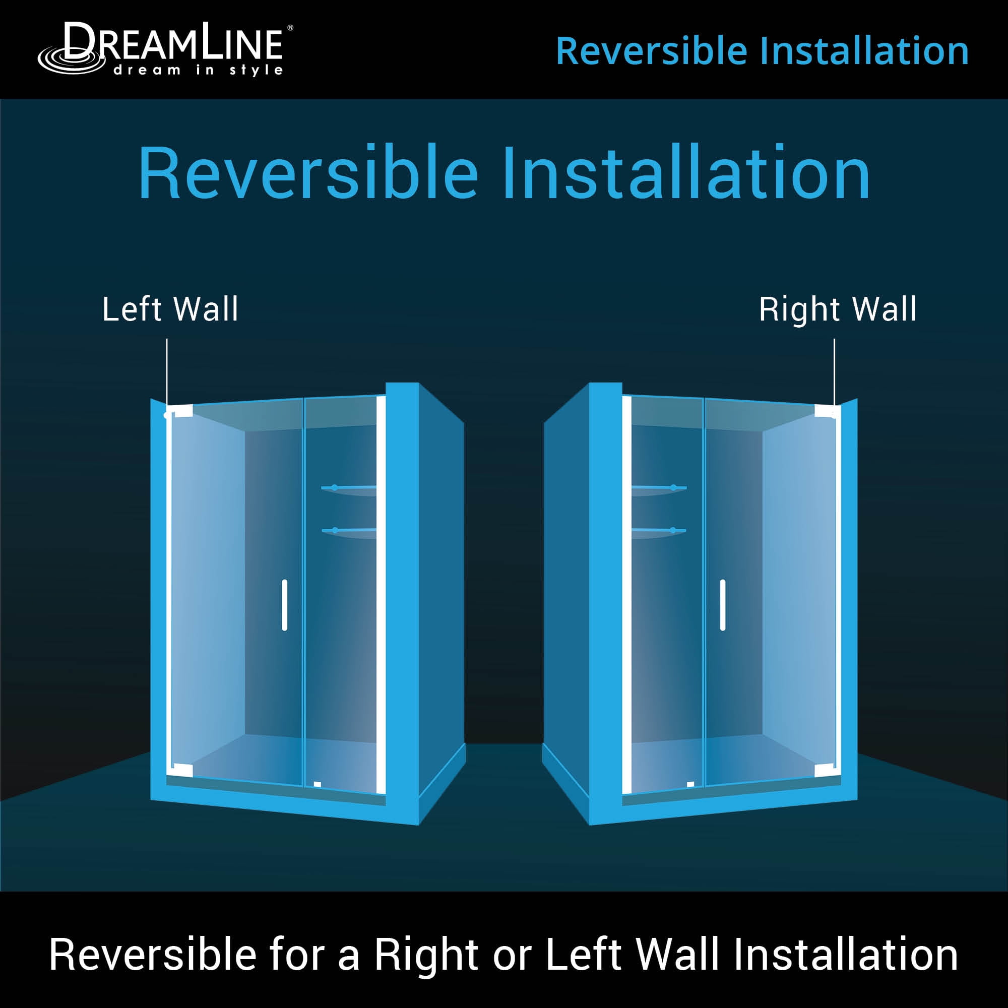 DreamLine Elegance 46-48 in. W x 72 in. H Frameless Pivot