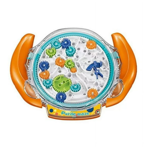 3D Maze Puzzle Game Funny Gear Labyrinth Disk Gear Balance Ball Brain Teaser Puzzle Logic Game Toys For Kids orange