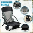 thumbnail image 3 of Honeilife Low Folding Beach Chairs for Adults, Portable Lightweight Chair with Cup Holder Mesh Back Lawn Chair with Carry Bag for Outdoor Camping Concert Travel, 2 Pack, Grey, 3 of 7