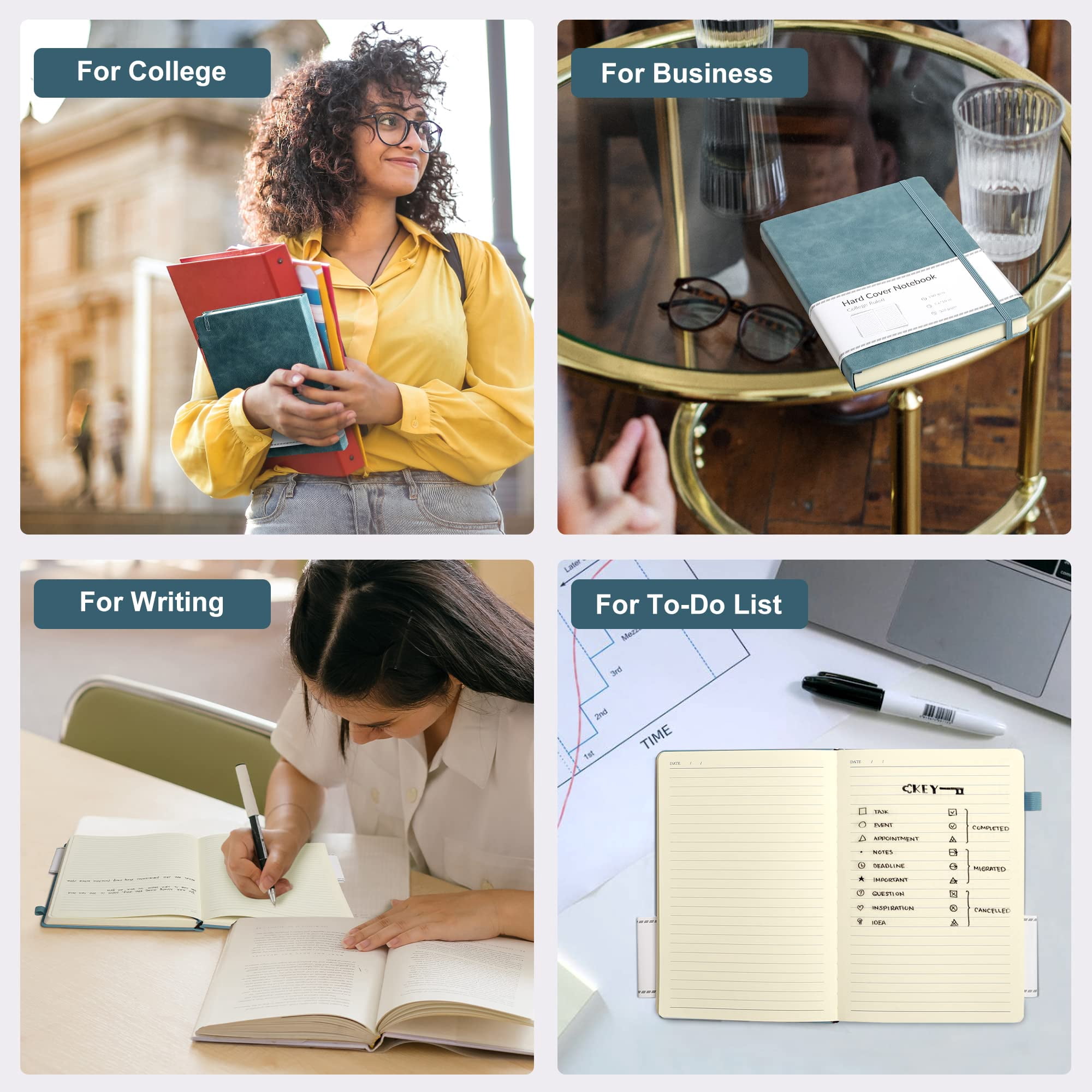 Lined Journal Notebook for Women Men 320 Pages 100 Gsm Paper Thick Journaling Notebooks A5 Leather Journals for Writing Hardcover Journal Supplies for Work Note Taking Diary, 5.7x8.3 In, Green