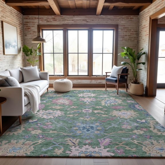 Addison Rugs Mayfield Premium Machine Washable Transitional Global Sage Rectangle Rug, 9' x 12'