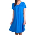 thumbnail image 1 of Women's Shadowline 36280 Petals Short Sleeve Gown (Sapphire 1X), 1 of 4