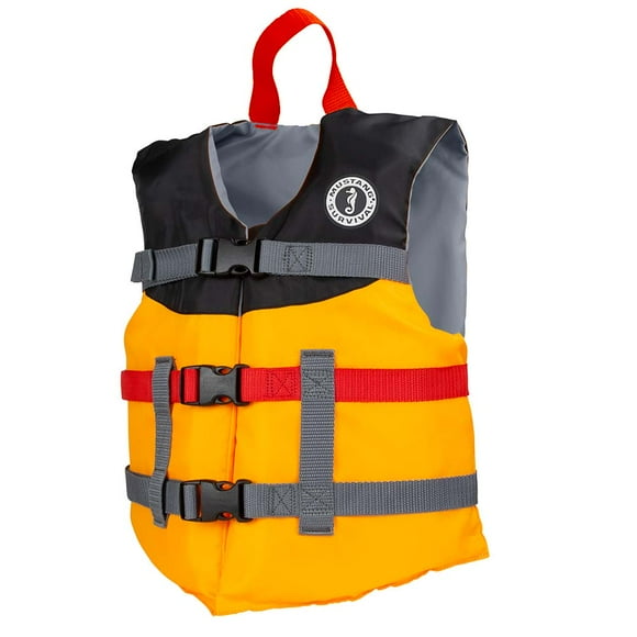 MUSTANG YOUTH LIVERY FOAM VEST 50-90 LBS MANGO-BLACK