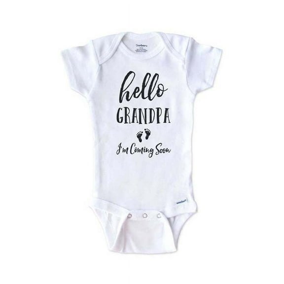 Hello Grandpa I'm Coming Soon - surprise dad parent onesie birth pregnancy announcement - White 0-3 Months