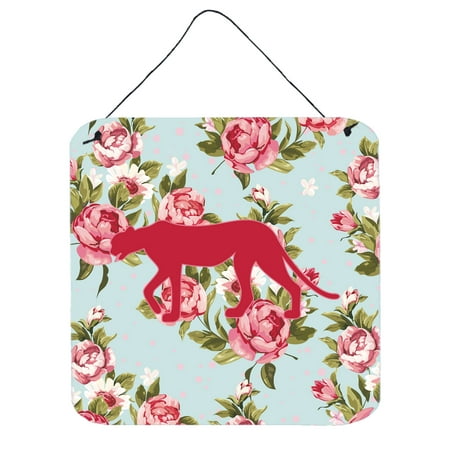 Leopard Roses - Leopard Shabby Chic Blue Roses Wall or Door Hanging Prints BB1004
