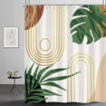 thumbnail image 3 of Green Leaf Boho Shower Curtain Tropical Plant Abstract Plam Leaf Botanical Shower Curtains for Bathroom Mid Century Minimalist Waterproof Fabric with Hooks, 72''''Wx72''''L, 3 of 6