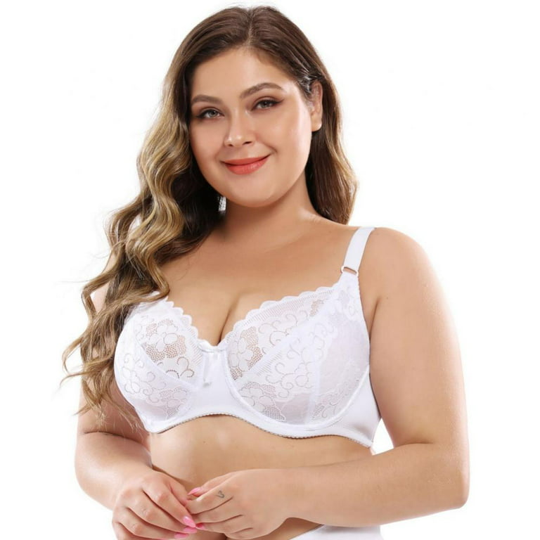 HSIA Minimizer Bra for Women - Plus Size Bra with Underwire Woman's Full  Coverage Lace Bra Unlined Non Padded Bra,Rose Cloud,38DDD 
