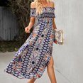 thumbnail image 4 of Robe Florale d'Été pour Femmes Mode Décontractée Printemps et Été Sans Manches Robe Épaules Dénudées Imprimé Floral Robe d'Été Florale pour Femmes, 4 of 8