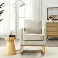 thumbnail image 2 of Rocking Chair,Accent Living Room Lounge Arm Chair with Soft Back and Wood Base,Upholstered Rocking Chair for LIving Room Bedroom Office Apartment,Beige, 2 of 3