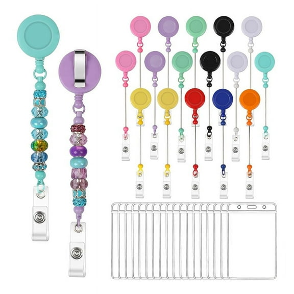 Beaded Badge Reel Strip Retractable DIY Kit Nurse ID Card Holder for Teacher Office Supplies