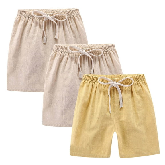 Plebaso 3 Pack Girls Boys Shorts Summer Elastic Waist Casual Shorts Lightweight Kids Shorts with Pockets