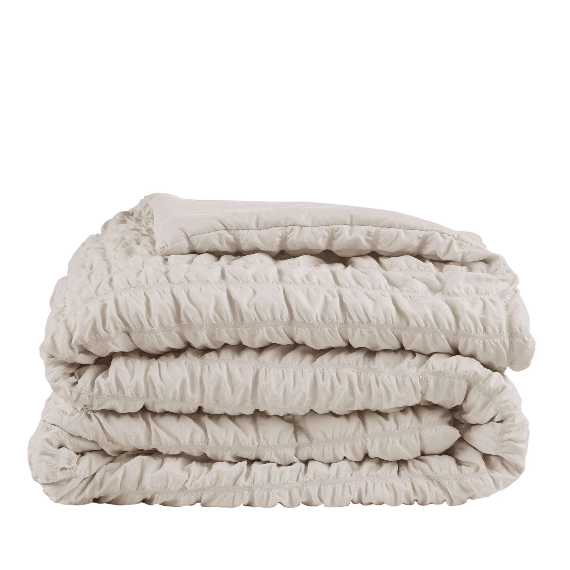 Mainstays 2-Piece Seersucker Comforter Set, Stone, Twin/TXL, All Ages, Unisex