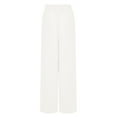 thumbnail image 3 of Gibobby pantalones de maternidad mujer Pantalones de pierna ancha fluidos con cinturón de cintura alta con de color para mujer, pantalones informales de algodón con cintura para mujer (Blanco, S), 3 of 5