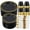 Black, variant on 350 PCS White and Gold Plastic Dinnerware Set for 50 Guests, 100 Disposable Plates for Party, 50 Pre Rolled Napkins with Gold Silverware, 50 Cups