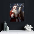 thumbnail image 4 of COMIO  Santa Claus Canvas Wall Art Christmas Wall Decor Santa with Reindeer Picture Vintage Santa Portrait Painting Decor Frame, 4 of 4