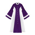 thumbnail image 5 of Zaldita Women's Elegant Church Robe Color Block Flare Sleeve Pastor Dresses Church Minister Elegant Robe Purple S, 5 of 7