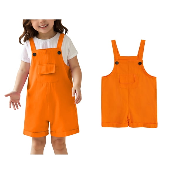 Girls' Jumpsuits Rompers Overalls with Side Pockets Summer Outfits Kids Clothes Girls Size 3-4 Years Girls Fashion