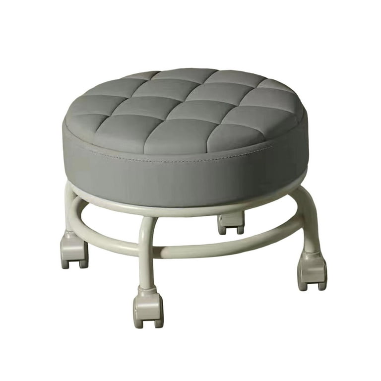 Low Roller Seat Stool Pedicure Stool Lightweight Easy to Move Small Housework Stool Movable Mini Stool for Garage Fitness Home Living Room Gray