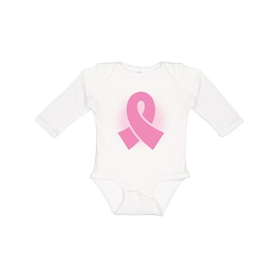 Inktastic Breast Cancer Pink Ribbon Awareness Month Girls Long Sleeve Baby Bodysuit