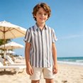 thumbnail image 2 of LIIPEE Fashion Stripes Graphic Button Up Shirts For Boys Short Sleeve Turn Down Collar Beach Shirt Kids Casual Cute Summer Tops,9-10 Years, 2 of 5