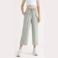 thumbnail image 4 of Roncen Women's Solid High-Waisted Capri Pants - Elastic Waist Wide-Leg Cropped Trousers with Drawstring & Pockets - Casual Loose Fit, 4 of 4