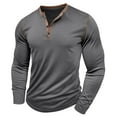 thumbnail image 4 of TOWED22 Men's Henley Shirts Long Sleeve Fashion Casual Tee Basic Lightweight T-Shirt(Dark Gray,XL), 4 of 6