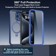 thumbnail image 2 of for iPhone 15 Pro Max Case with Invisible Magnetic Stand, Compatible with Mag-Safe Translucent Matte with Built-in Screen Protector, Shockproof Protective Case for Women Men, Dark Blue, 2 of 12