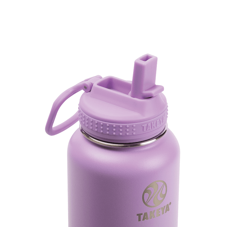Moudou Lilac Purple Floral Water Bottle with Straw Lid, 32oz Leakproof  Clear Plastic Sport Water Bottle for Gym, Hiking, School
