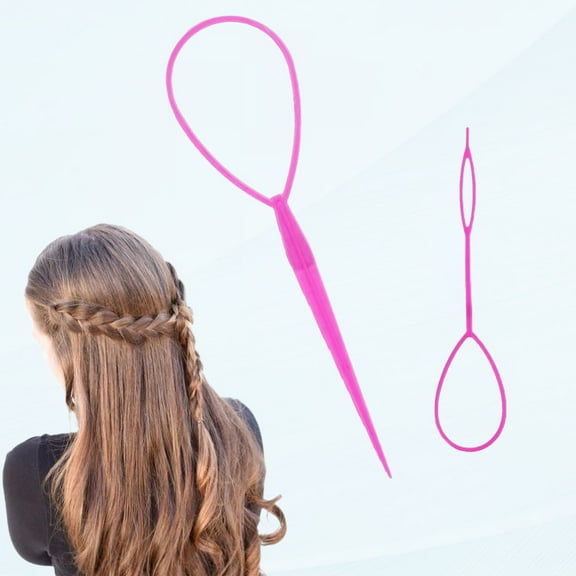 Through Hair Hoop Tool, 2pcs Brng Tool Tail Hair Tool, Hair Pull Through Tool, Hair Braid Tools Pony Tail Hair Tool, Hair Bending Tool Styling Maker For Women Girls (pink)