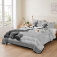 thumbnail image 2 of Twin Quilt Set 68''x86'', Modern Elephant Lightweight Summer Bedspread Coverlet Set with 2 Pillow Shams, Grey Modern Art Bathtub Breathable All Season Quilt Bedding for Dorm/Bedroom, 2 of 9