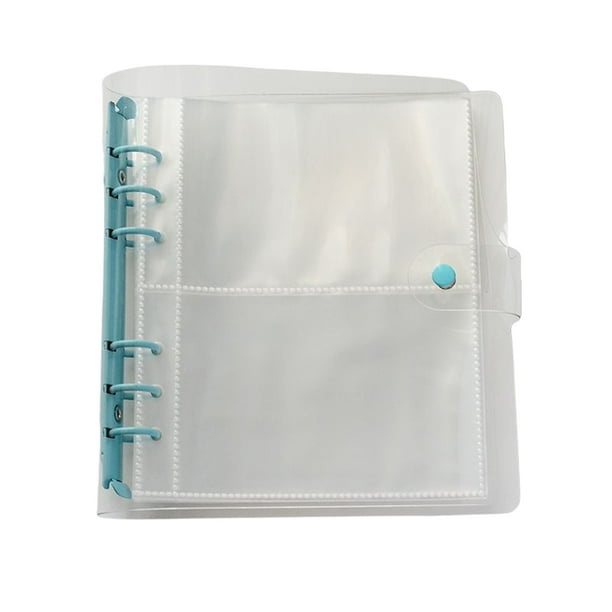 Estuche para álbum de fotos Organizador de fotos para el hogar Libro Páginas transparentes Fotos Bolsillos Titular Carpeta de almacenamiento Almacenamiento y organización del hogar 5in con clip azul Yuarrent HA074034-07