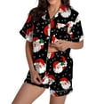 thumbnail image 2 of Pyjama pour Femmes en Satin de Soie à Imprimé Graphique, Mignon, Tenue de Nuit, Boutons, Hauts à Manches Courtes, Ensembles de Shorts, 2 of 5