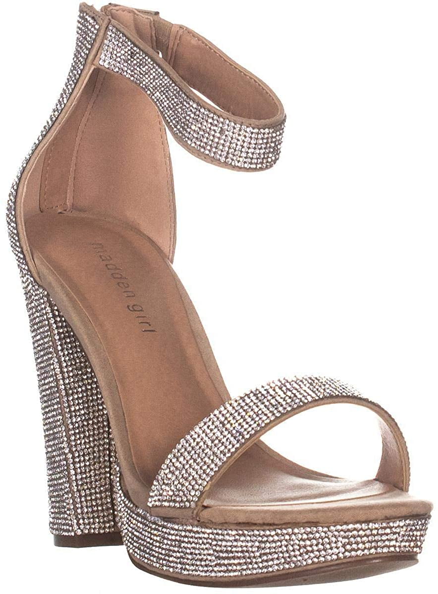 Blush Strappy Rhinestones Ankle Strap Wedges Womens Slingback Sandals Size 6.5