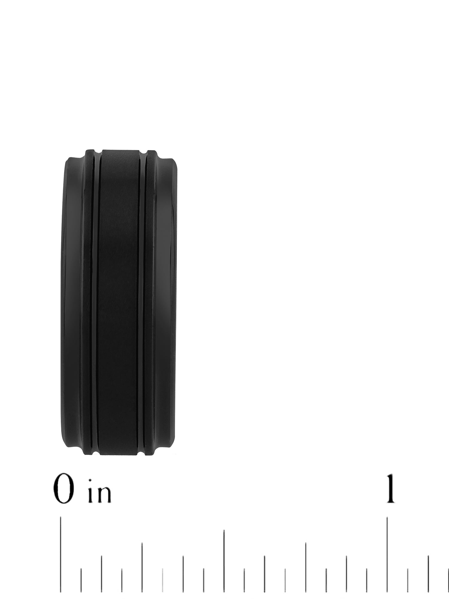 Men's Black Finish Tungsten Grooved Step Edge 9MM Wedding Band by Brilliance Fine Jewelry - Men's Ring