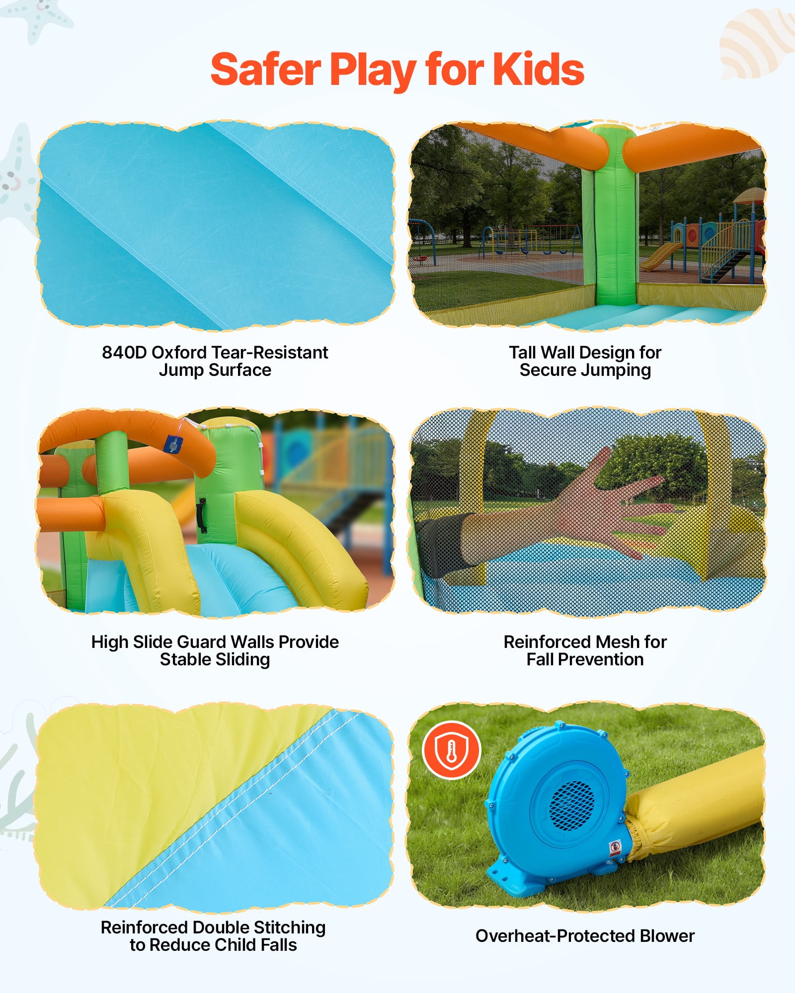 VEVOR Inflatable Bounce House, 12.5 x 13.1 x 6.5 ft Inflatable Bounce House Water Slide, Bouncer Castle with Castle Bounces, Basketball Hoop, Splash Pool & Water Ring Toss,for 3 to 4 Kids Ages 3 to 8