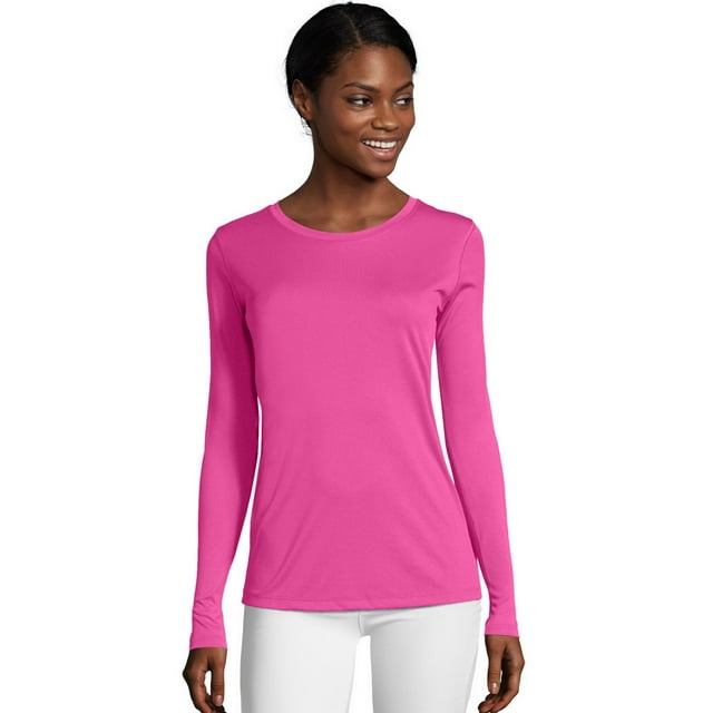 Hanes T-Shirt à Manches Longues Sport Cool DRI Performance pour Femmes, 2TG, Wow Rose
