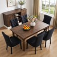 thumbnail image 6 of Modern Tufted Linen Dining Chairs with Solid Wood Legs, Set of 2, Black, 6 of 10