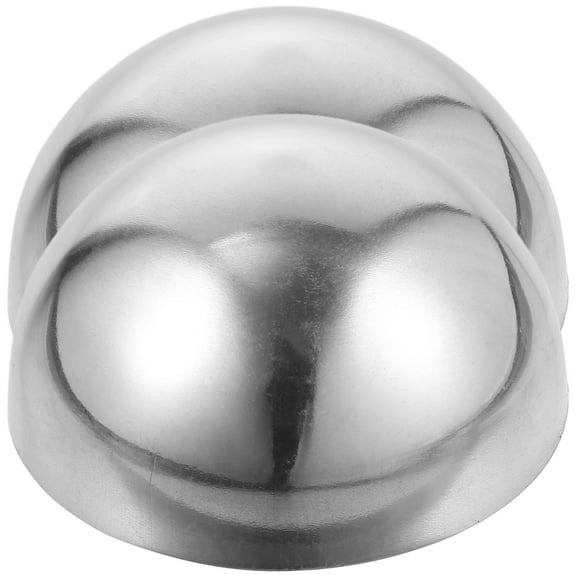 2Pcs Stainless Steel Hollow Ball Mirror Polished Half Ball Garden Handrail Decoration