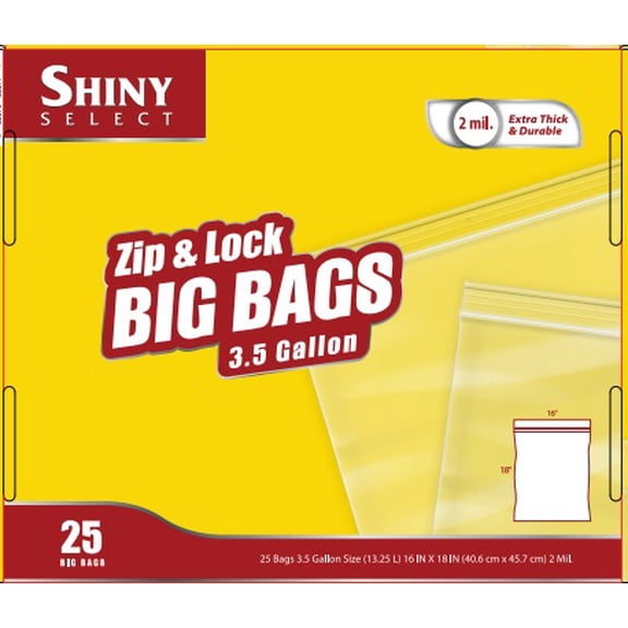 3-Gallon Double Zipper Jumbo Bags, 16x18, 2 Mil Thick, 12 Count - Heavy Duty Durable Storage Bags for Baby Items, School Supplies, Pants, Bedsheets, Pillowcases, Snacks, Meat Marinate