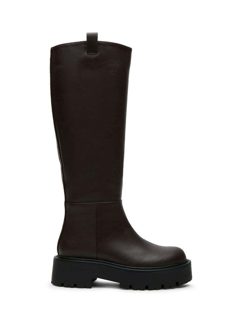 Madden Girl Women's Platform Lug Sole Knee High Boots Wide Calf