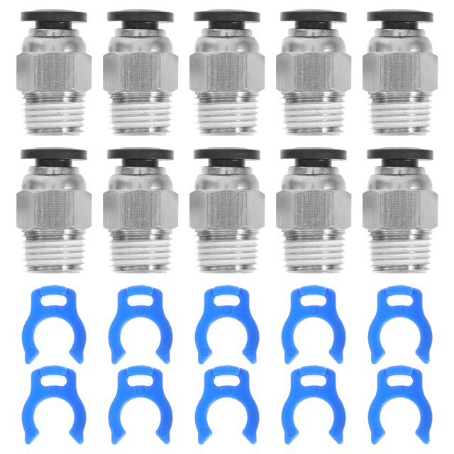 SHISUYAN 10 Sets DIY 3D Printer Accessories Pneumatic Connector for Air Hose Connections Straight Union Fitting Compatible with M10 Thread for Air Compressor Quick Connectors