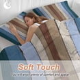 thumbnail image 5 of Blue Brown Bedding 3 Piece Duvet Cover Set Full Size, Farmhouse Wood Grain Vintage Vertical Striped Soft Microfiber Comforter Cover with Zipper Closure & Pillowcases, FadeResistant Quilt Cover, 5 of 9